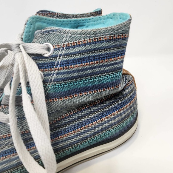 Converse All Star High Top Peacock Acor Striped Sneakers Mens 9 Womens 11 Teal - Picture 5 of 10